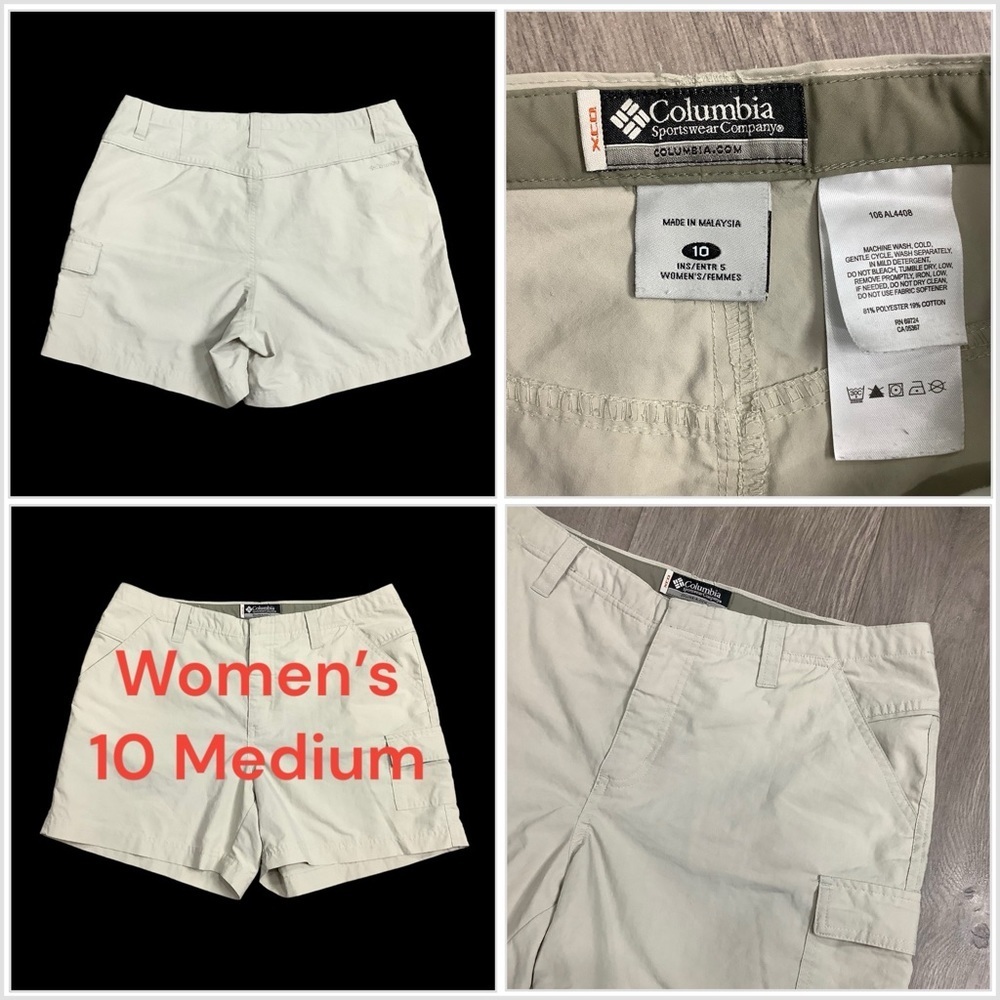 Women's Columbia XCO Medium 10 Cargo Shorts Khaki Khakis Chino Hiking Active EUC